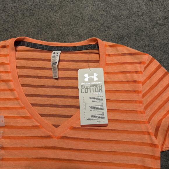 Under Armour Fitted Shirt S Semi-Sheer Stripe Charged Cotton Heatgear Retro Y2K - Picture 4 of 9